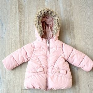 Zara Hooded Puffer Jacket with Faux Fur Trim 18-24 month
